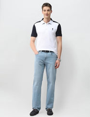 U.S.Polo Association Men's Colourblocked Slim Fit Polo Shirt (USTSH3486_White_L)