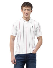 U.S.Polo Association Men's Vertical Striped Slim Fit Polo Shirt (USTSH3491_White_XL)