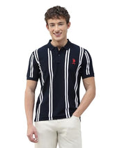 U.S.Polo Association Men's Vertical Striped Slim Fit Polo Shirt (USTSH3495_Navy_3XL)