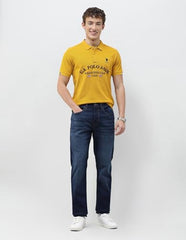 U.S.Polo Association Men's Brand Embroidered Slim Fit Polo Shirt (USTSH3505_Yellow_L)