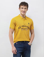 U.S.Polo Association Men's Brand Embroidered Slim Fit Polo Shirt (USTSH3505_Yellow_L)
