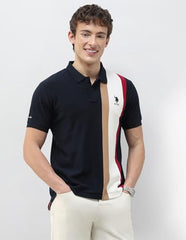 U.S.Polo Association Men's Colourblocked Slim Fit Polo Shirt (USTSH3540_Navy_M)