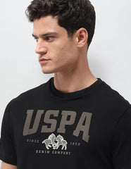 U.S. Polo Assn. Denim Co. Men's Brand Printed Slim Fit T-Shirt (UDTSH4042_Black_L)