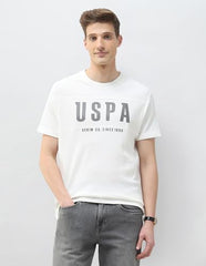 U.S. Polo Assn. Denim Co. Men's Textured Brand Printed Motel On The Coast T-Shirt (UDTSH4049_Ivory_L)