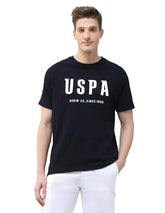 U.S. Polo Assn. Denim Co. Men's Textured Brand Printed Motel On The Coast T-Shirt (UDTSH4050_Navy_S)