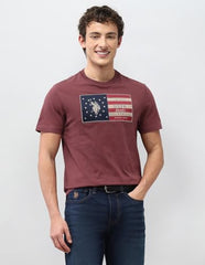 U.S. Polo Assn. Denim Co. Men's Graphic Brand Printed Slim Fit T-Shirt (UDTSH4052_Dark Pink_L)