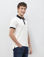 U.S. Polo Assn. Denim Co. Men's Textured Slim Fit Polo Shirt (UDTSH4099_Ivory_L)