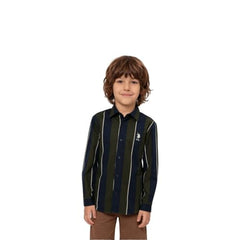 USPA Kids Boys Vertical Striped Regular Fit Shirt (UKSHT1875_Olive_2-3 Y)