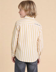 USPA Kids Boys Vertical Striped Regular Fit Shirt (UKSHT1887_Yellow_13-14 Years)