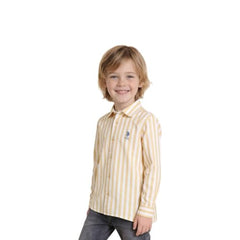 USPA Kids Boys Vertical Striped Regular Fit Shirt (UKSHT1887_Yellow_13-14 Years)