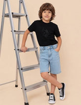 USPA Kids Boys Mid Rise Regular Fit Denim Shorts (UKSRT0582_Light Blue_2-3 Y)