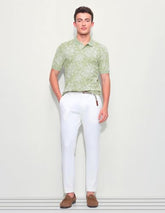 U.S.Polo Association men's floral printed slim fit polo shirt in green, short sleeve, casual T-shirt for men.