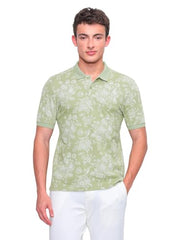 U.S.Polo Association Men's Floral Printed Slim Fit Polo Shirt (USTSH3379_Green_L)