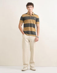 U.S.Polo Association Men's Horizontal Striped Slim Fit Polo Shirt (USTSH3409_Wine_L)