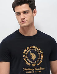 U.S.Polo Association Men's Brand Embroidered Slim Fit T-Shirt (USTSH3516_Navy_L)