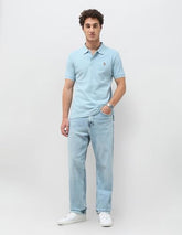 U.S. Polo Assn. Denim Co. Men's Solid Slim Fit Polo Shirt (UDTSH4130_Light Blue_XL)
