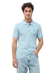 U.S. Polo Assn. Denim Co. Men's Solid Slim Fit Polo Shirt (UDTSH4130_Light Blue_XL)