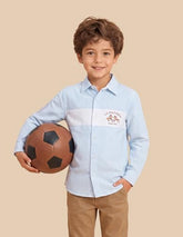 USPA Kids Boys Vertical Striped Oxford Shirt (UKSHT2019_Light Blue_11-12Y)