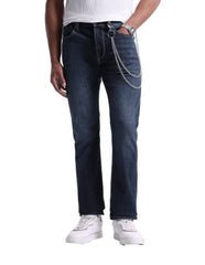 Flying Machine Dark Blue Solid Cotton Blend Straight Fit Men's Jeans