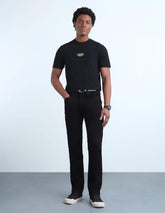 Flying Machine Jet Black Solid Cotton Blend Straight Fit Men's Jeans