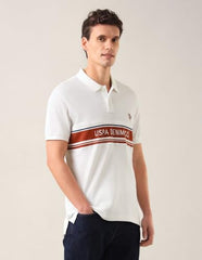 U.S. Polo Assn. Denim Co. Men's Colour Blocked with Brand Printed Slim Fit Polo Shirt