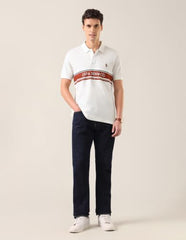 U.S. Polo Assn. Denim Co. Men's Colour Blocked with Brand Printed Slim Fit Polo Shirt