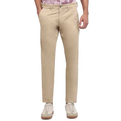 Parx men's low-rise tapered fit casual trouser in solid pattern cotton blend with flat front, suitable for everyday wear.