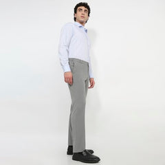 Raymond Men Slim Fit Solid Pattern Poly Viscose Blend Flat Front Formal Trouser Grey