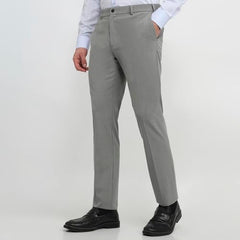 Raymond Men Slim Fit Solid Pattern Poly Viscose Blend Flat Front Formal Trouser Grey