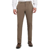 Raymond Men Slim Fit Solid Pattern Poly Viscose Blend Flat Front Formal Trouser Khaki