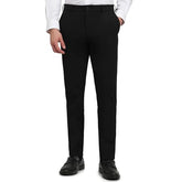 Raymond Men Slim Fit Solid Pattern Poly Viscose Blend Flat Front Formal Trouser Black