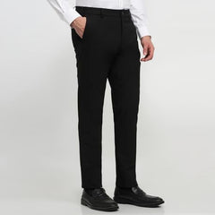 Raymond Men Slim Fit Solid Pattern Poly Viscose Blend Flat Front Formal Trouser Black