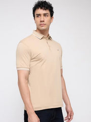 Park Avenue Men Slim Fit Solid Pattern Pure Cotton Polo Neck Half Sleeve Straight Hem Casual T-Shirt