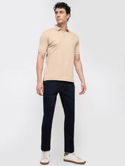 Park Avenue Men Slim Fit Solid Pattern Pure Cotton Polo Neck Half Sleeve Straight Hem Casual T-Shirt