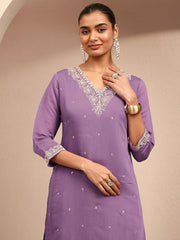 Libas Embroidered Chanderi Cotton Straight Kurta With Trouser and Dupatta-401454S