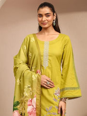 Libas Yoke Design Cotton Blend Straight Kurta With Trousers and Dupatta