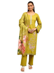 Libas Yoke Design Cotton Blend Straight Kurta With Trousers and Dupatta