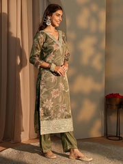 Libas Printed Silk Blend Straight Kurta With Trousers and Dupatta-99881XXL
