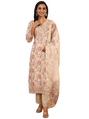 Libas printed Chinon straight kurta set for women, 2-piece western style kurti ensemble with vibrant patterns and comfortable fit.