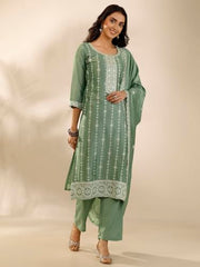 Libas Embroidered Silk blend Straight-fit Kurta Set for Women (99927S)