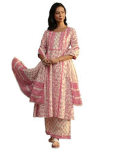 Libas Printed Cotton Anarkali Kurta With Trousers and Dupatta