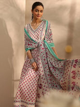 Libas Printed Cotton Anarkali Kurta With Trouser and Dupatta-99947XL