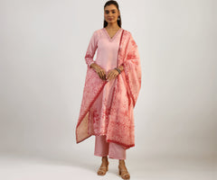 Libas Printed Linen Straight Kurta Set For Women