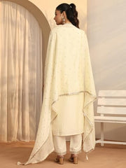 Libas embroidered silk blend straight kurta set for women, includes a kurti, dupatta, and palazzo in vibrant colors.