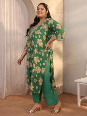 Plue Size Extra Love By Libas Printed Silk Blend Straight Kurta Set For Women (500584-3XL)