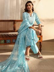 Gerua By Libas Printed Cotton A-Line Kurta With Trousers and Dupatta-93174S