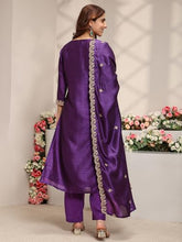 Libas Embroidered Silk Blend Straight Kurta With Trouser and Dupatta