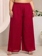 Extra Love By Libas Plus Size Embroidered Silk Blend Straight Kurta With Palazzo and Dupatta