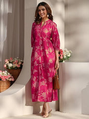 Libas Printed Cotton Fit and Flared Dress