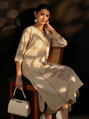 Libas Floral Embroidered Cotton Straight With Palazzo